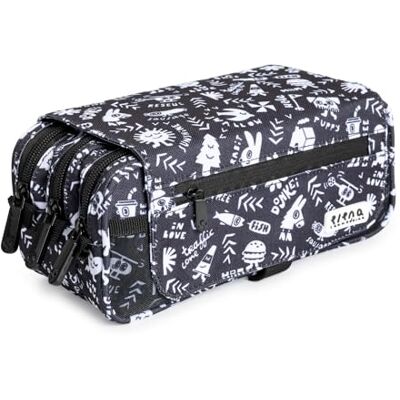 PracticOffice Drievoudig design etui met grote binnenvakken met individuele ritssluiting voor school- en reisbenodigdheden, Meerkleurig, Schooltassen PracticOffice Drievoudig design etui met grote binnenvakken met individuele ritssluiting voor school- en reisbenodigdheden, Meerkleurig, Schooltassen