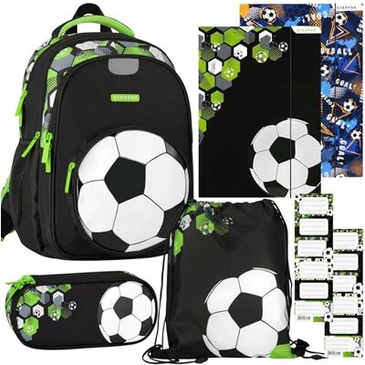 sarcia.eu KOALA Schoolstarterset: versterkte rugzak, etui, schoenentas, 2 elastische overhemden, stickers, Voetbal sarcia.eu KOALA Schoolstarterset: versterkte rugzak, etui, schoenentas, 2 elastische overhemden, stickers, Voetbal