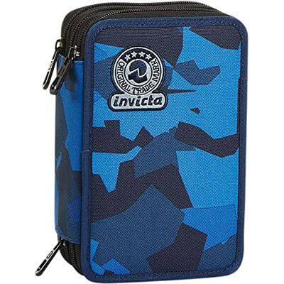 Invicta Etui met 3 ritssluitingen en viltstiften, ETC, basisschool, kinderen en jongeren, blauw (Quared Camo Blue), Taglia Unica, modern, blauw (Quared Camo Blue), Taglia Unica, Modern Invicta Etui met 3 ritssluitingen en viltstiften, ETC, basisschool, kinderen en jongeren, blauw (Quared Camo Blue), Taglia Unica, modern, blauw (Quared Camo Blue), Taglia Unica, Modern