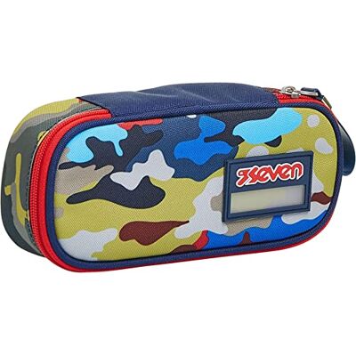 Seven Bustina Round Etui voor kinderen en jongeren, Blauw, Taglia Unica, Modern Seven Bustina Round Etui voor kinderen en jongeren, Blauw, Taglia Unica, Modern