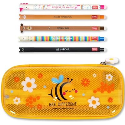 Legami WonderWow Etui. en uitwisbare pen Set van 5 schattige dierenpennen met warmtegevoelige inkt + etui met 2 vakken (bijen) Legami WonderWow Etui. en uitwisbare pen Set van 5 schattige dierenpennen met warmtegevoelige inkt + etui met 2 vakken (bijen)