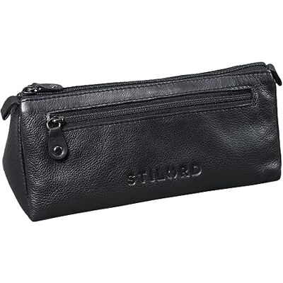 STILORD 'Alexis' pennenetui voor dames, leer, bloemenmotief, make-uptas, etui voor pennen, echt leer, vintage, zwart, M, zwart., M STILORD 'Alexis' pennenetui voor dames, leer, bloemenmotief, make-uptas, etui voor pennen, echt leer, vintage, zwart, M, zwart., M