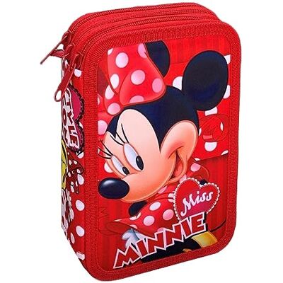 CARTOON Schooltas met 3 ritssluiting, meerdere vakken, compleet 44 stuks, kleuren Giotto, 20 x 13 x 6 cm, Rood, Minnie CARTOON Schooltas met 3 ritssluiting, meerdere vakken, compleet 44 stuks, kleuren Giotto, 20 x 13 x 6 cm, Rood, Minnie