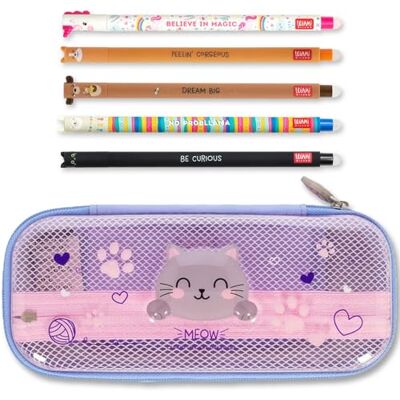 Legami WonderWow Etui en uitwisbare pen, set van 5 schattige dierenpennen met warmtegevoelige inkt + etui met 2 vakken (kitten) Legami WonderWow Etui en uitwisbare pen, set van 5 schattige dierenpennen met warmtegevoelige inkt + etui met 2 vakken (kitten)