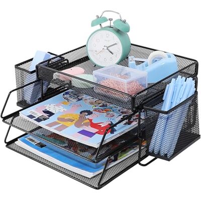 TSDRBWO Brievenbak met 2 niveaus, archieflade voor kantoor, A4-papierorganizer, aktetas voor kantoor, thuis en school TSDRBWO Brievenbak met 2 niveaus, archieflade voor kantoor, A4-papierorganizer, aktetas voor kantoor, thuis en school