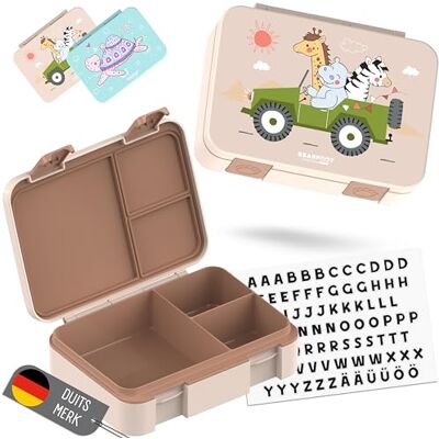 BEARFOOT Bento Box COMPACT BPA-vrije broodtrommel voor kinderen voor school & kleuterschool Lekvrije lunchbox voor meisjes & jongens (Safari Bruin, 950 ml) BEARFOOT Bento Box COMPACT BPA-vrije broodtrommel voor kinderen voor school & kleuterschool Lekvrije lunchbox voor meisjes & jongens (Safari Bruin, 950 ml)