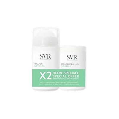 SVR Spirial Roll-On Anti-transpirant deodorant 48 uur + navulverpakking 50 ml Gevoelige huid Alcoholvrij Anti-vingerafdruk 48 uur werkzaamheid Deo + eco-navulling SVR Spirial Roll-On Anti-transpirant deodorant 48 uur + navulverpakking 50 ml Gevoelige huid Alcoholvrij Anti-vingerafdruk 48 uur werkzaamheid Deo + eco-navulling