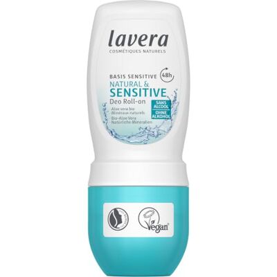 lavera Deo Roll-On Basis Sensitiv Natural & Sensitive 0% aluminiumzouten veganistisch betrouwbare deodorantbescherming 48 uur natuurlijke cosmetica basis van biologische aloë vera en lavera Deo Roll-On Basis Sensitiv Natural & Sensitive 0% aluminiumzouten veganistisch betrouwbare deodorantbescherming 48 uur natuurlijke cosmetica basis van biologische aloë vera en