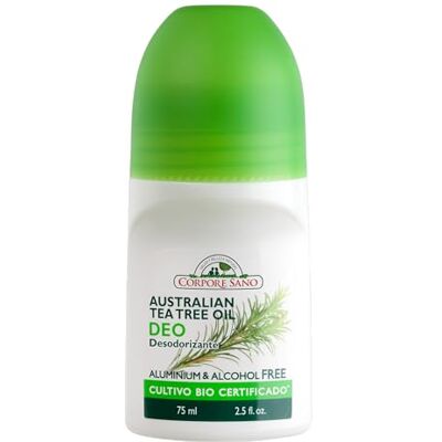 Corpore Sano Roll-On Tea Tree Deodorant, natuurlijk, zweetcontrole, elimineert slechte geuren, tot 12 uur bescherming, gecertificeerde biologische teelt, veganistisch, alcoholvrij, aluminium Corpore Sano Roll-On Tea Tree Deodorant, natuurlijk, zweetcontrole, elimineert slechte geuren, tot 12 uur bescherming, gecertificeerde biologische teelt, veganistisch, alcoholvrij, aluminium