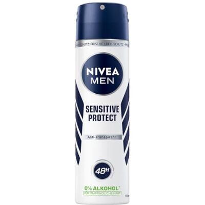 NIVEA MEN Sensitive Protect deodorant voor de gevoelige huid, beschermt 48 uur tegen zweten onder de oksels zonder de huid te irriteren NIVEA MEN Sensitive Protect deodorant voor de gevoelige huid, beschermt 48 uur tegen zweten onder de oksels zonder de huid te irriteren