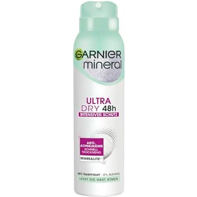 Garnier Anti-transpirant deospray intensieve bescherming tegen lichaamsgeur en okselvocht werkt tot 48 uur Mineral UltraDry Garnier Anti-transpirant deospray intensieve bescherming tegen lichaamsgeur en okselvocht werkt tot 48 uur Mineral UltraDry