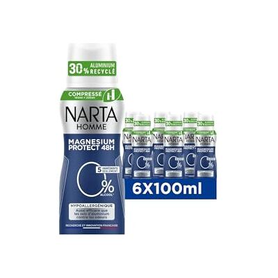 Narta Deodorant voor heren Magnesium Protect hypoallergeen gecomprimeerde spray 6 x 100 ml Narta Deodorant voor heren Magnesium Protect hypoallergeen gecomprimeerde spray 6 x 100 ml