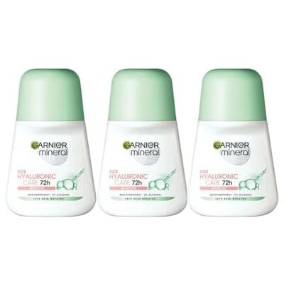 Garnier Care 72H Hyaluronic Roll-on Deodorant, 50 ml, 3 stuks Garnier Care 72H Hyaluronic Roll-on Deodorant, 50 ml, 3 stuks