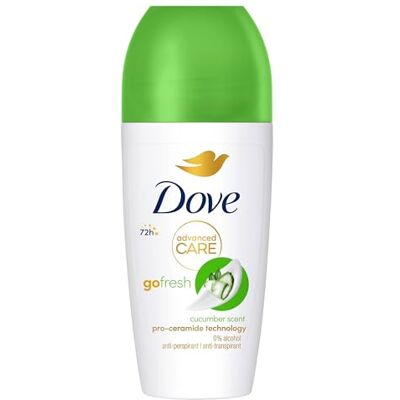 Dove Advanced Care Go Fresh 6 x komkommergeur anti-transpirant deodorant met drievoudige hydratatie roll-on technologie voor 48 uur bescherming, 50 ml Dove Advanced Care Go Fresh 6 x komkommergeur anti-transpirant deodorant met drievoudige hydratatie roll-on technologie voor 48 uur bescherming, 50 ml
