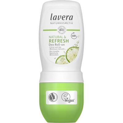 lavera Deo Roll-On Natural & Refresh 48 uur, veganistisch, natuurlijke cosmetica, biologische limoen en natuurlijke mineralen, zonder aluminium, betrouwbare bescherming voor een fris huidgevoel, 48 uur bescherming, 50 ml lavera Deo Roll-On Natural & Refresh 48 uur, veganistisch, natuurlijke cosmetica, biologische limoen en natuurlijke mineralen, zonder aluminium, betrouwbare bescherming voor een fris huidgevoel, 48 uur bescherming, 50 ml