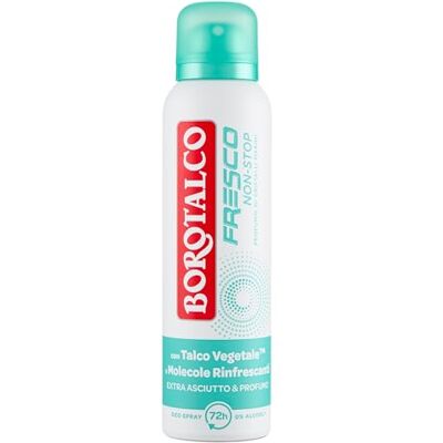 Borotalco , Fresco No Stop Deodorant Spray – zeekristallen met plantaardige talk en verfrissende moleculen, frisse formule met verfrissende microcapsule, 72 uur efficiëntie, 150 ml Borotalco , Fresco No Stop Deodorant Spray – zeekristallen met plantaardige talk en verfrissende moleculen, frisse formule met verfrissende microcapsule, 72 uur efficiëntie, 150 ml