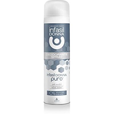 Infasil Dames Pure Deodorant Spray voor de gevoelige huid, zonder aluminiumzouten en alcohol, getest nikkel, werkzaamheid tot 24 uur, 150 ml. Infasil Dames Pure Deodorant Spray voor de gevoelige huid, zonder aluminiumzouten en alcohol, getest nikkel, werkzaamheid tot 24 uur, 150 ml.