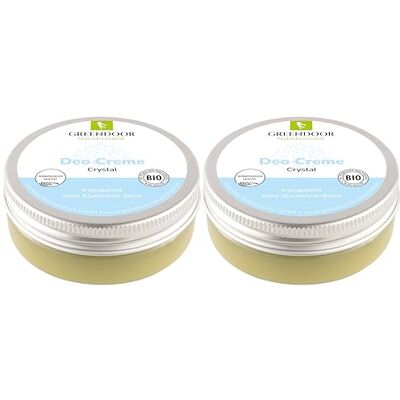 GREENDOOR Crystal Deodorant crème 2 x 50 ml, deodorant zonder aluminium tegen zweetgeur, transparante deodorant zonder witte resten, veganistische natuurlijke cosmetica zonder zink, alcohol GREENDOOR Crystal Deodorant crème 2 x 50 ml, deodorant zonder aluminium tegen zweetgeur, transparante deodorant zonder witte resten, veganistische natuurlijke cosmetica zonder zink, alcohol