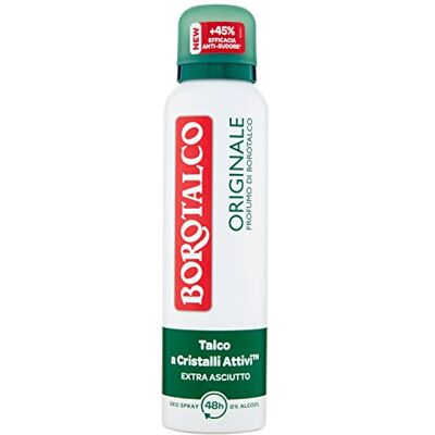 Borotalco Praktische spray voor gebruikers die een snel gebaar zoeken voor snel gebruik met gelijkmatige verspreiding Borotalco Praktische spray voor gebruikers die een snel gebaar zoeken voor snel gebruik met gelijkmatige verspreiding