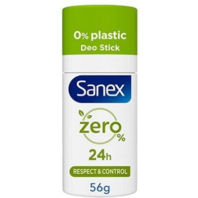 Sanex Deodorant Stick Solide 0% Respect & Control Deodorant voor dames en heren Effectief 24 uur Deo Stick 56 g Sanex Deodorant Stick Solide 0% Respect & Control Deodorant voor dames en heren Effectief 24 uur Deo Stick 56 g