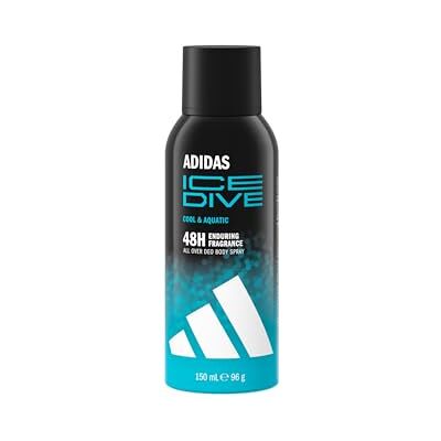 adidas , Ice Dive Deodorant Spray voor heren, geur die tot 48 uur aanhoudt, veganistische en alcoholvrije formule, 150 ml adidas , Ice Dive Deodorant Spray voor heren, geur die tot 48 uur aanhoudt, veganistische en alcoholvrije formule, 150 ml