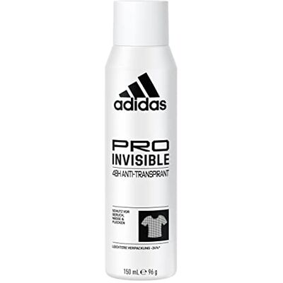 adidas , Pro Invisible Deodorantspray tegen ademend, voor dames, 48 uur bescherming, veganistische formule en zonder alcohol, 150 ml adidas , Pro Invisible Deodorantspray tegen ademend, voor dames, 48 uur bescherming, veganistische formule en zonder alcohol, 150 ml