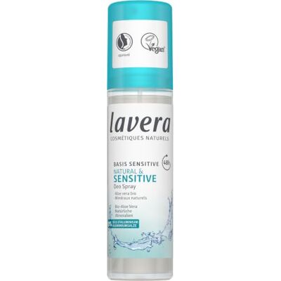 lavera Deo Spray Basis Sensitive Natural & Sensitive 0% aluminiumzouten veganistisch betrouwbare deodorantbescherming 48 uur natuurlijke cosmetica basis van biologische aloë vera en lavera Deo Spray Basis Sensitive Natural & Sensitive 0% aluminiumzouten veganistisch betrouwbare deodorantbescherming 48 uur natuurlijke cosmetica basis van biologische aloë vera en