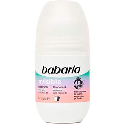 Babaria Onzichtbare roll on deodorant voor dames en heren, 50 ml, deodorant voor kinderen en volwassenen, 48 uur bescherming, 100% veganistisch Babaria Onzichtbare roll on deodorant voor dames en heren, 50 ml, deodorant voor kinderen en volwassenen, 48 uur bescherming, 100% veganistisch
