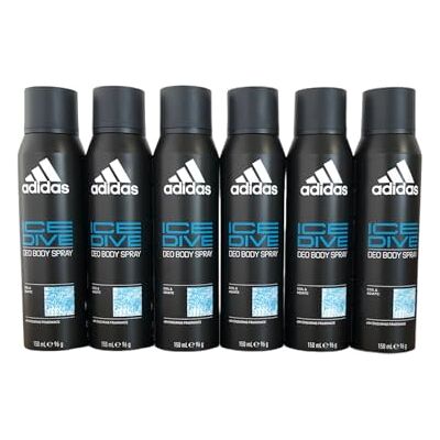 adidas Ice Dive Body Deodorantspray, 6 stuks, elk 150 ml adidas Ice Dive Body Deodorantspray, 6 stuks, elk 150 ml