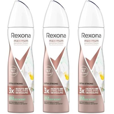 Rexona Maximum Protection Deodorant, extra sterk, limoen & Waterlily Scent, elk 150 ml, 3 stuks Rexona Maximum Protection Deodorant, extra sterk, limoen & Waterlily Scent, elk 150 ml, 3 stuks
