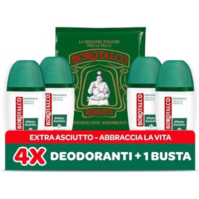 Borotalco , Vapo Original Deodorant met actieve kristaltalk, drievoudige droge bescherming, zonder alcohol, talkgeur 4 stuks à 75 ml exclusief bij Amazon Borotalco , Vapo Original Deodorant met actieve kristaltalk, drievoudige droge bescherming, zonder alcohol, talkgeur 4 stuks à 75 ml exclusief bij Amazon