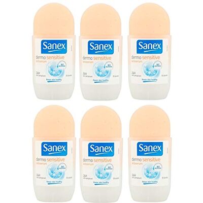 Sanex Deo Roll-on Dermo Sensitive voor dames, voor de gevoelige huid, 50 ml, 6 stuks Sanex Deo Roll-on Dermo Sensitive voor dames, voor de gevoelige huid, 50 ml, 6 stuks