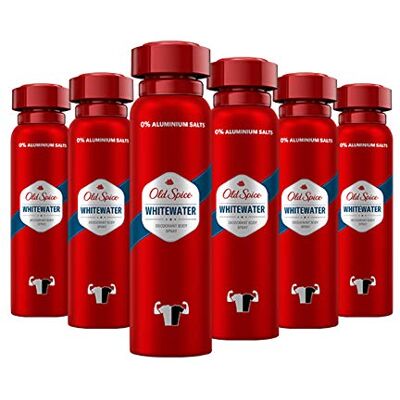 Old Spice Whitewater deodorantspray voor heren, zonder aluminium, verpakking van 6 stuks (6 x 150 ml) Old Spice Whitewater deodorantspray voor heren, zonder aluminium, verpakking van 6 stuks (6 x 150 ml)