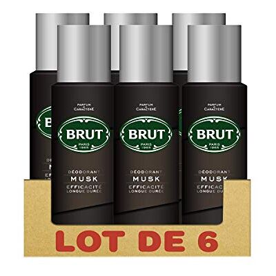 Brut Heren-deodorant, spray 200 ml, verpakking van 6 Brut Heren-deodorant, spray 200 ml, verpakking van 6