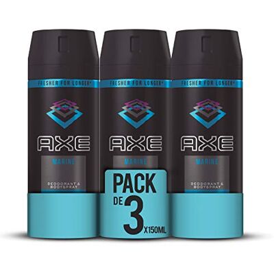 AXE Marine Bodyspray deodorant voor heren, 48 uur bescherming, 150 ml, 3 stuks AXE Marine Bodyspray deodorant voor heren, 48 uur bescherming, 150 ml, 3 stuks