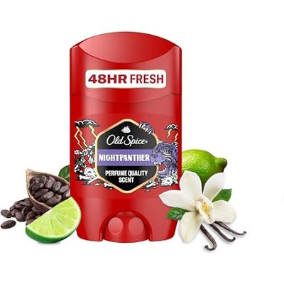 Old Spice Nightpanther Deostick voor heren, 50 ml, frisheid 48 uur, langdurige geur, 0% aluminiumzouten, geen vlekken op zwart en wit, gemaakt van 50% kunststof Old Spice Nightpanther Deostick voor heren, 50 ml, frisheid 48 uur, langdurige geur, 0% aluminiumzouten, geen vlekken op zwart en wit, gemaakt van 50% kunststof