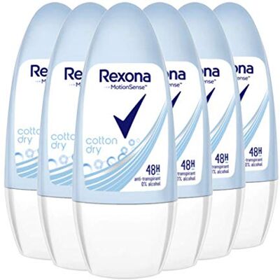Rexona Cotton Dry Deodorant Roll-on dames, 50 ml, verpakking van 6 (6 x 50 ml) Rexona Cotton Dry Deodorant Roll-on dames, 50 ml, verpakking van 6 (6 x 50 ml)