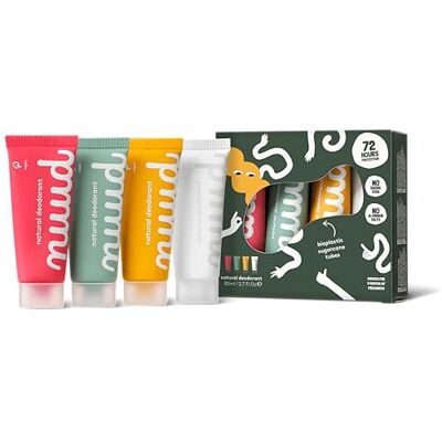 Nuud Familiepakket nieuwe crème 4 x 20 ml voordelige aanbieding natuurlijke en veganistische deodorantcrème 3 dagen effectief, geurvrij, aluminiumvrij, voor vrouwen en mannen Nuud Familiepakket nieuwe crème 4 x 20 ml voordelige aanbieding natuurlijke en veganistische deodorantcrème 3 dagen effectief, geurvrij, aluminiumvrij, voor vrouwen en mannen