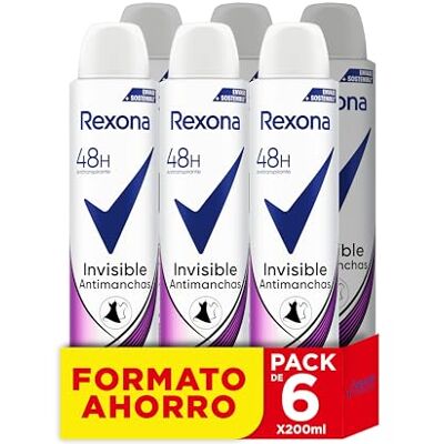 Rexona Originele 48h Invisible Black & White anti-transpirant deodorant spray voor dames, 200 ml x 6 Rexona Originele 48h Invisible Black & White anti-transpirant deodorant spray voor dames, 200 ml x 6