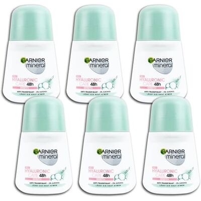 Garnier Mineral Hyaluronic Care 48h Sensitive Roll-on Deodorant, 6 x 50 ml Garnier Mineral Hyaluronic Care 48h Sensitive Roll-on Deodorant, 6 x 50 ml