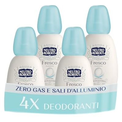 Neutro Roberts , Deodorant Vapo Fresh Classic, Zero Aluminiumzouten, met pure glycerineolie, deodorant voor dames en heren, 100% gerecyclede kunststof, geen gas, 48 uur 4 stuks van 75 ml Neutro Roberts , Deodorant Vapo Fresh Classic, Zero Aluminiumzouten, met pure glycerineolie, deodorant voor dames en heren, 100% gerecyclede kunststof, geen gas, 48 uur 4 stuks van 75 ml