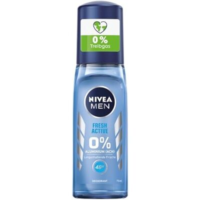 NIVEA MEN Fresh Active Deodorant Spray met unieke INFINIFRESH-formule en zee-extracten, aluminiumvrije deodorant (ACH) voor effectieve bescherming gedurende 48 uur (75 ml) NIVEA MEN Fresh Active Deodorant Spray met unieke INFINIFRESH-formule en zee-extracten, aluminiumvrije deodorant (ACH) voor effectieve bescherming gedurende 48 uur (75 ml)