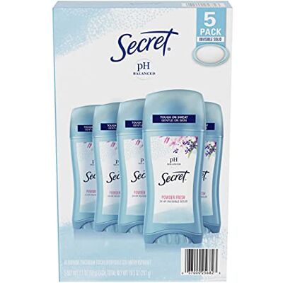 Secret Invisible Solid Deodorant, Powder Fresh (2,6 oz, 5 stuks) van Secret Invisible Solid Deodorant, Powder Fresh (2,6 oz, 5 stuks) van