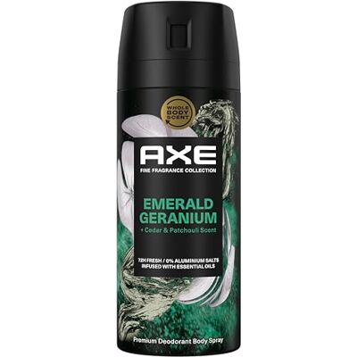 AXE Fine Fragrance Collection Emerald Geranium Premium Deodorant Body Spray 72h effectieve bescherming met de geur van premium geur, 150 ml AXE Fine Fragrance Collection Emerald Geranium Premium Deodorant Body Spray 72h effectieve bescherming met de geur van premium geur, 150 ml
