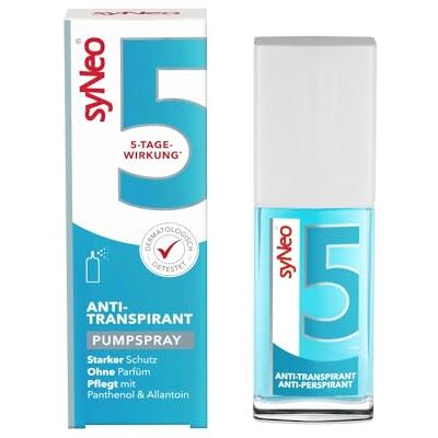 syNeo 5 anti-transpirant deodorantspray effectief voor 5 dagen tegen overmatig zweten en geuren dermatologisch getest voor vrouwen en mannen Made in Germany 30 ml syNeo 5 anti-transpirant deodorantspray effectief voor 5 dagen tegen overmatig zweten en geuren dermatologisch getest voor vrouwen en mannen Made in Germany 30 ml