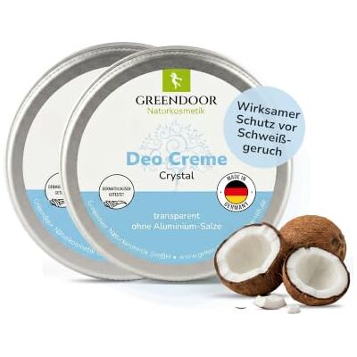 GREENDOOR Crystal Deodorant crème 2 x 50 ml, deodorant zonder aluminium tegen zweetgeur, transparante deodorant zonder witte resten, veganistische natuurlijke cosmetica zonder zink, alcohol GREENDOOR Crystal Deodorant crème 2 x 50 ml, deodorant zonder aluminium tegen zweetgeur, transparante deodorant zonder witte resten, veganistische natuurlijke cosmetica zonder zink, alcohol