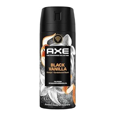 AXE Black Vanilla Deodorant voor heren, Prestige collectie, anti-transpirant spray, 72 uur non-stop frisheid, vanille oranje en sandelhout, 150 ml AXE Black Vanilla Deodorant voor heren, Prestige collectie, anti-transpirant spray, 72 uur non-stop frisheid, vanille oranje en sandelhout, 150 ml