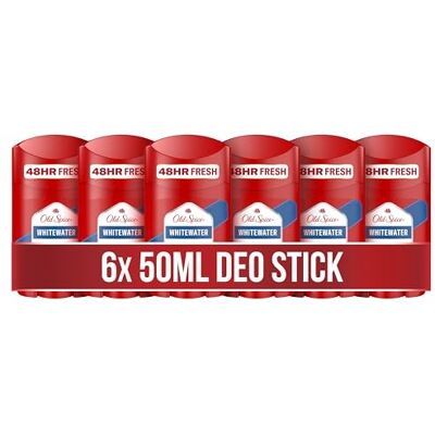 Old Spice Whitewater Deostick voor heren, 6 stuks, 50 ml, frisheid 24/7 voor dagelijks gebruik, langdurige geur in geurkwaliteit, geurbescherming, zoutvrij Old Spice Whitewater Deostick voor heren, 6 stuks, 50 ml, frisheid 24/7 voor dagelijks gebruik, langdurige geur in geurkwaliteit, geurbescherming, zoutvrij