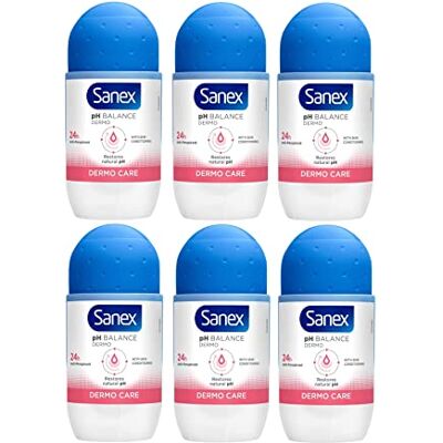 Sanex 6 x Deodorant Roller Dermo Care, 50 ml, multipack Sanex 6 x Deodorant Roller Dermo Care, 50 ml, multipack