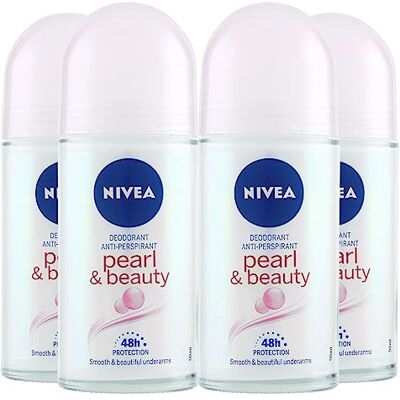 NIVEA Pearl & Beauty Roll-On deodorant 48 uur tegen slechte geuren en zweet, delicate geur, langdurige frisheid, formule met SkinActive Protection-technologie, 4 NIVEA Pearl & Beauty Roll-On deodorant 48 uur tegen slechte geuren en zweet, delicate geur, langdurige frisheid, formule met SkinActive Protection-technologie, 4